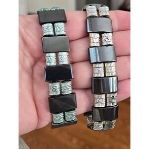 Hematite Stretch Bracelets Lot of 2 Vintage